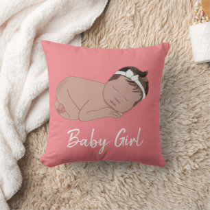Baby Girl Baby Shower Throw Pillow