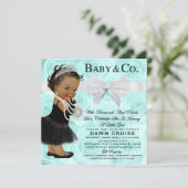 Baby Girl Baby Shower Turquoise Blue Invitation (Standing Front)