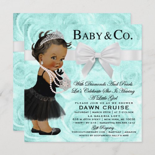 Baby Girl Baby Shower Turquoise Blue Invitation