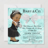 Baby Girl Baby Shower Turquoise Blue Invitation (Front)