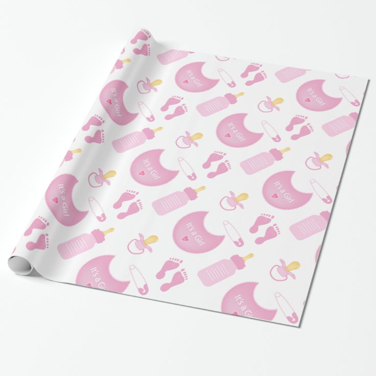 baby girl baby shower wrapping paper Zazzle