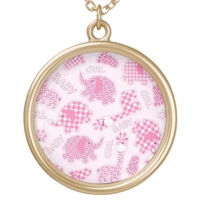 baby girl background gold plated necklace (Front)