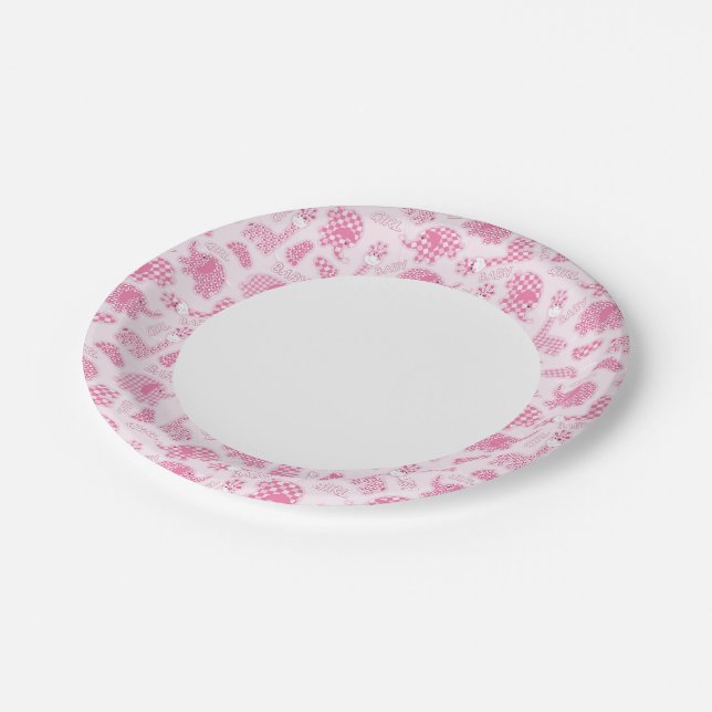 baby girl background paper plates (Angled)