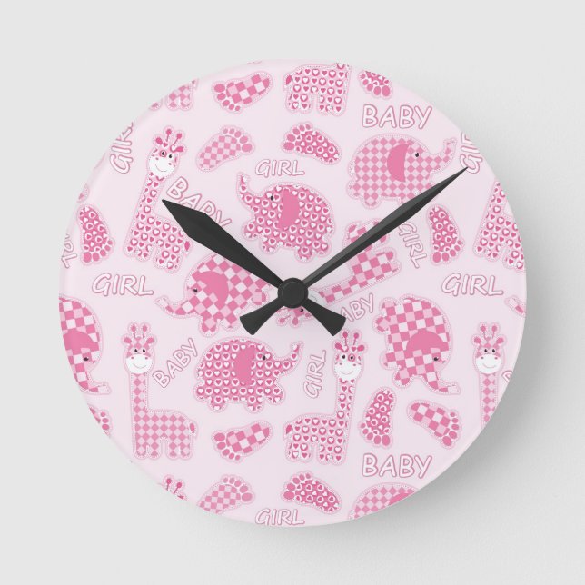 baby girl background round clock (Front)