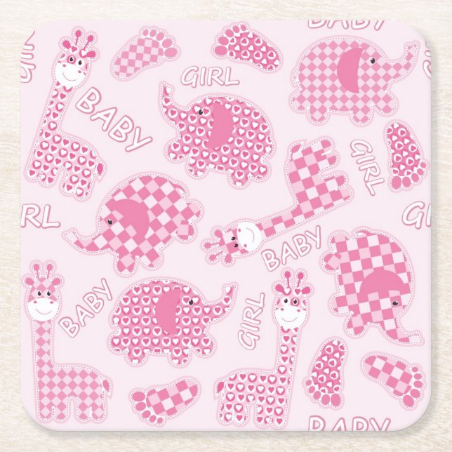 baby girl background square paper coaster (Front)