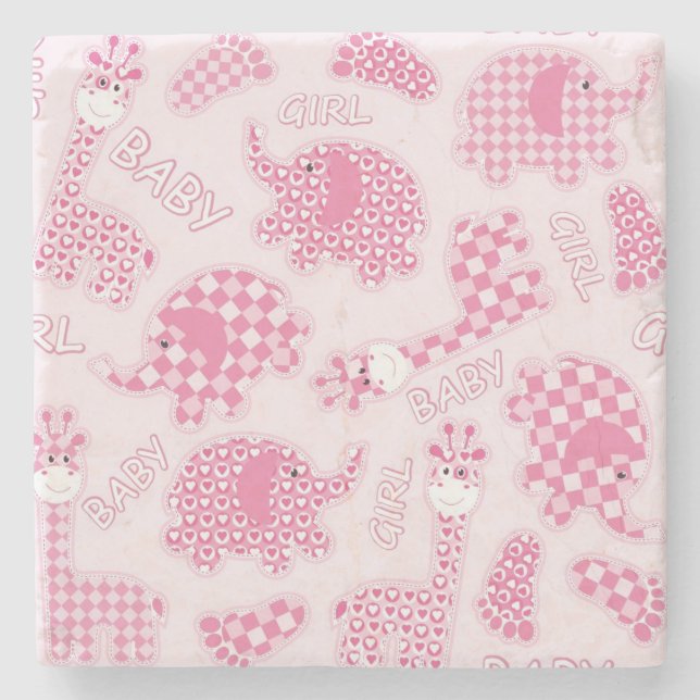baby girl background stone coaster (Front)