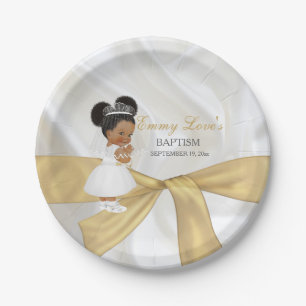 Baby Girl Baptism Christening Communion Gold Paper Plates