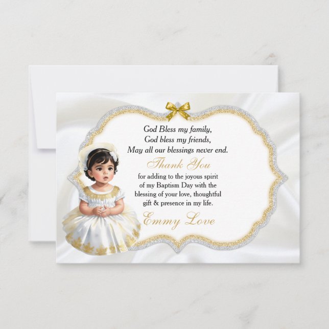 Baby Girl Baptism Christening Communion Thank You (Front)