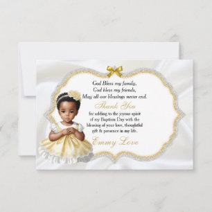 Baby Girl Baptism Christening Communion Thank You Card