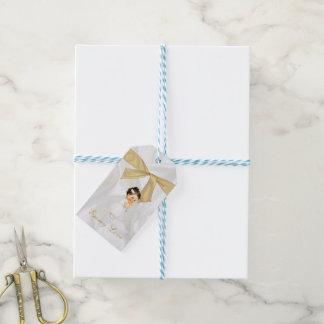 Baby Girl Baptism Christening Gold Cross Gift Tags