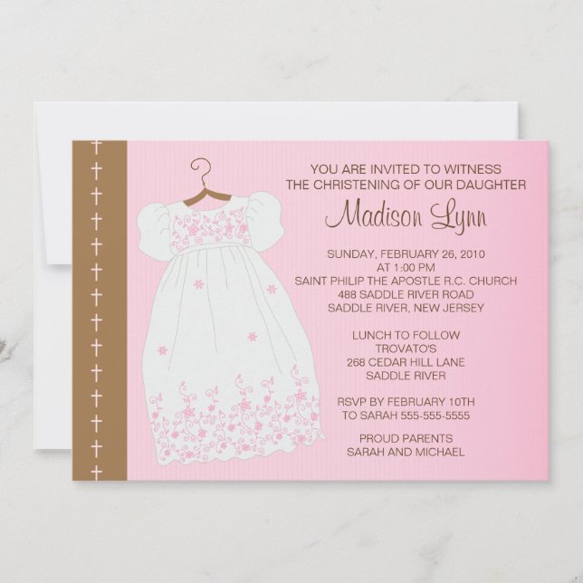 Baby Girl Baptism / Christening Inviation Invitation (Front)