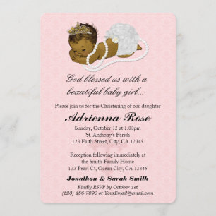 Baby Girl Baptism Christening Invitations PINK 181
