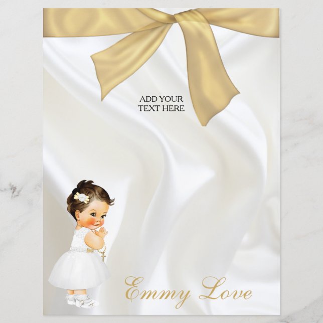 Baby Girl Baptism Christening White Gold (Front)