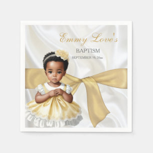 Baby Girl Baptism Christening White & Gold Napkins