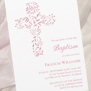 baby girl Baptism cross Invitation
