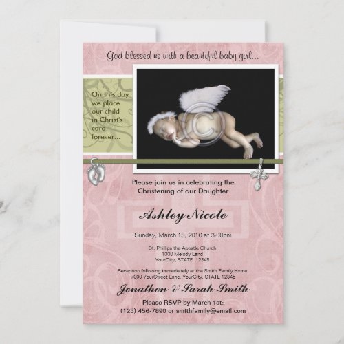 Baby Girl Baptism or Christening Invitation