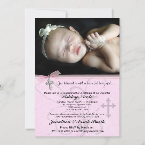 Baby Girl Baptism or Christening Invitation