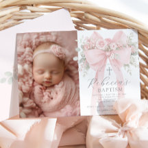 Baby Girl Baptism Photo Floral Eucalyptus Bow