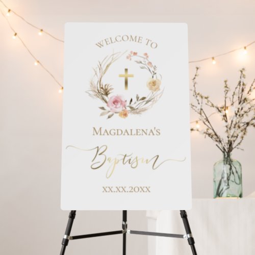 Baby girl Baptism welcome sign