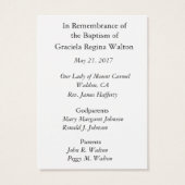 Baby Girl Baptismal Remembrance Holy Card (Back)
