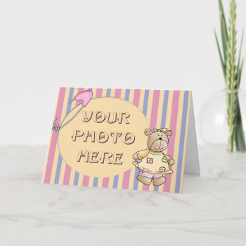 Baby Girl Bear Card by RainbowCards at Zazzle