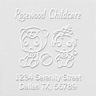 Baby Girl Bear Daycare Childcare Address Embosser