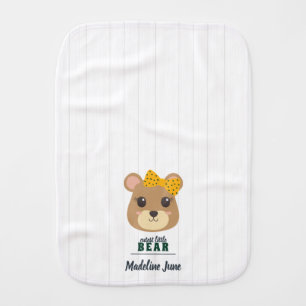Baby Girl Bear Green & Gold Baby Burp Cloth