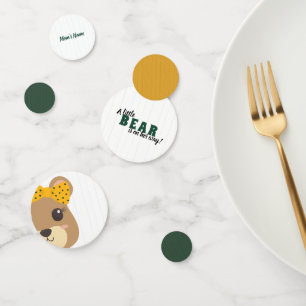 Baby Girl Bear Green & Gold Baby Shower Confetti