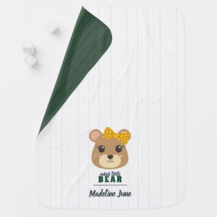 Baby Girl Bear Green & Gold Blanket