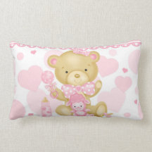 Baby Girl Bear Lumbar Pillow