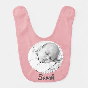 baby girl bib with photo and name custom Baby Bib