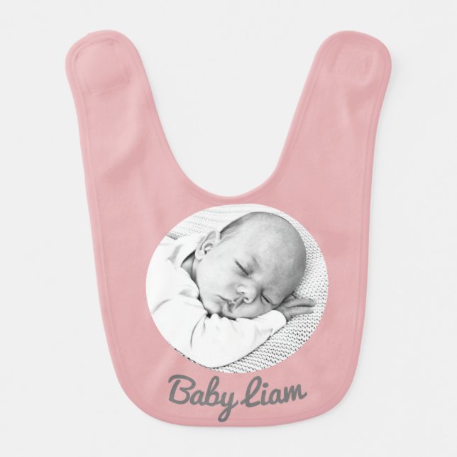 baby girl bib with photo name custom Baby Bib (Front)