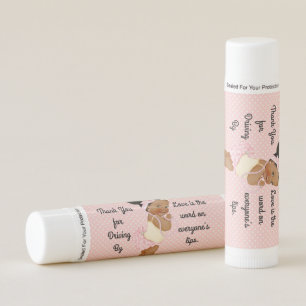 Baby Girl Big Bow Pink Dot Puffs Lip Balm