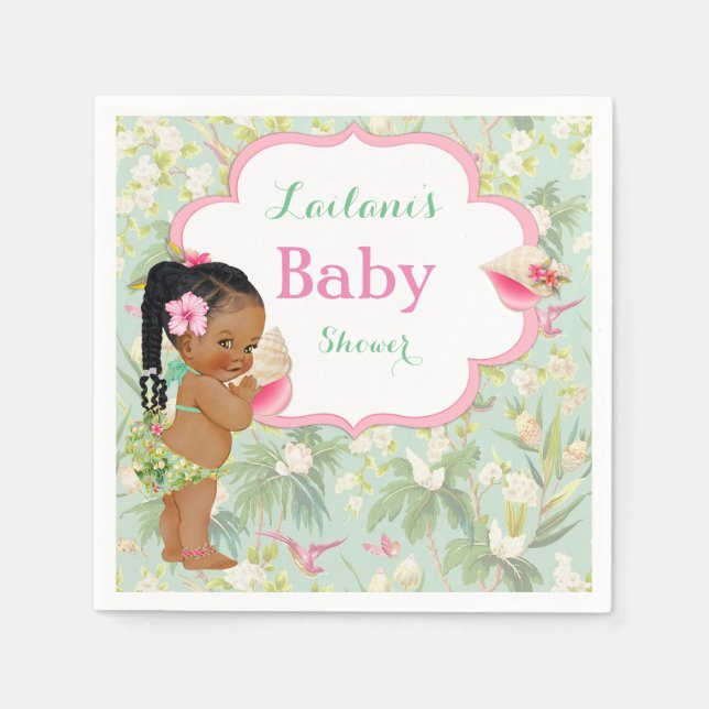 Baby Girl Bikini Tropical Luau Hawaiian Braids Napkins (Front)
