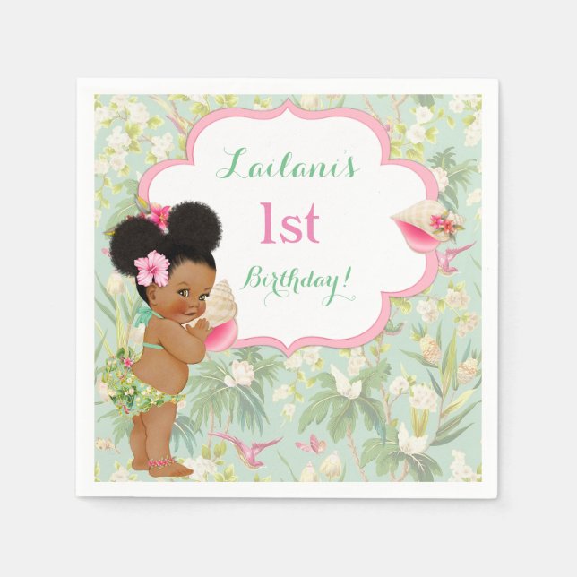 Baby Girl Bikini Tropical Luau Hawaiian Puffs Napkins (Front)