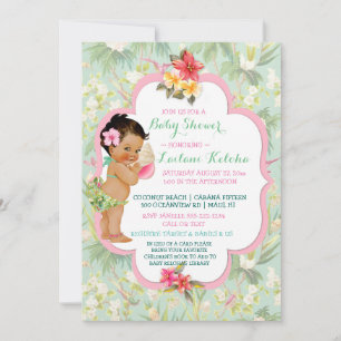 Baby Girl Bikini Tropical Luau Hawaiian Shell Invitation