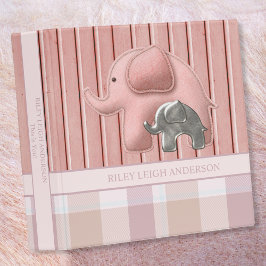 Baby Girl Binder | Pink Elephant Plaid