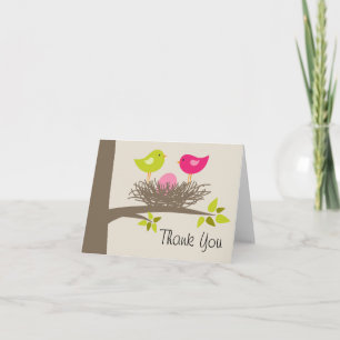 Baby Girl Bird's Nest for Shower Thank You Card