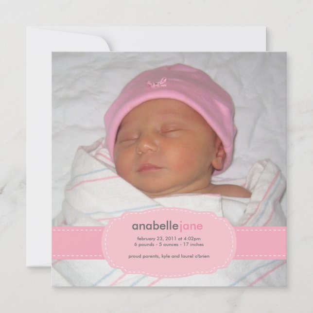Baby Girl Birth Announcement (Front)