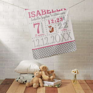 Baby Girl Birth Announcement Blanket