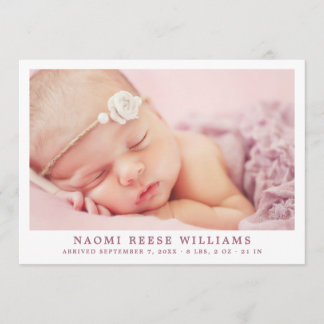 Baby Girl Birth Announcement Card | Photo Collage
