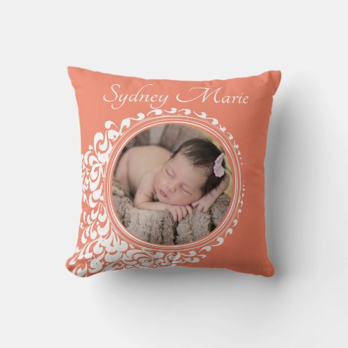 Baby Girl Birth Announcement Customized Keepsake Throw Pillow