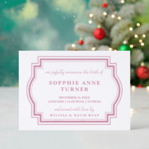 Baby Girl Birth Announcement Modern Typography