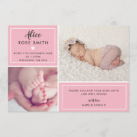 Baby Girl Birth Announcement Multi Photo