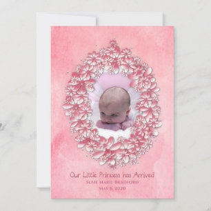 Baby Girl Birth Announcement, Pink, photo/name Invitation
