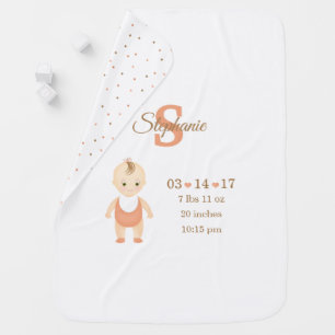 Baby Girl Birth Announcement Receiving Blanket