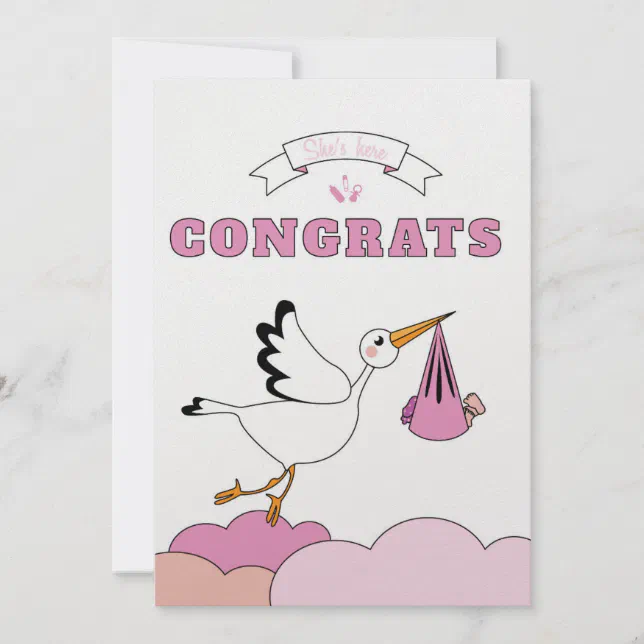 Baby Girl Birth Card 