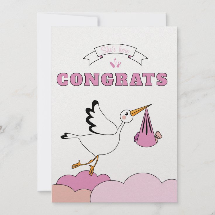 Baby girl birth card | Zazzle