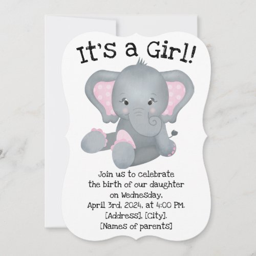 Baby Girl Birth Celebration Invite Card