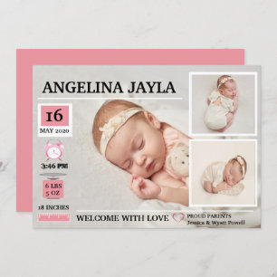 Baby Girl Birth Chart Birth Announcement